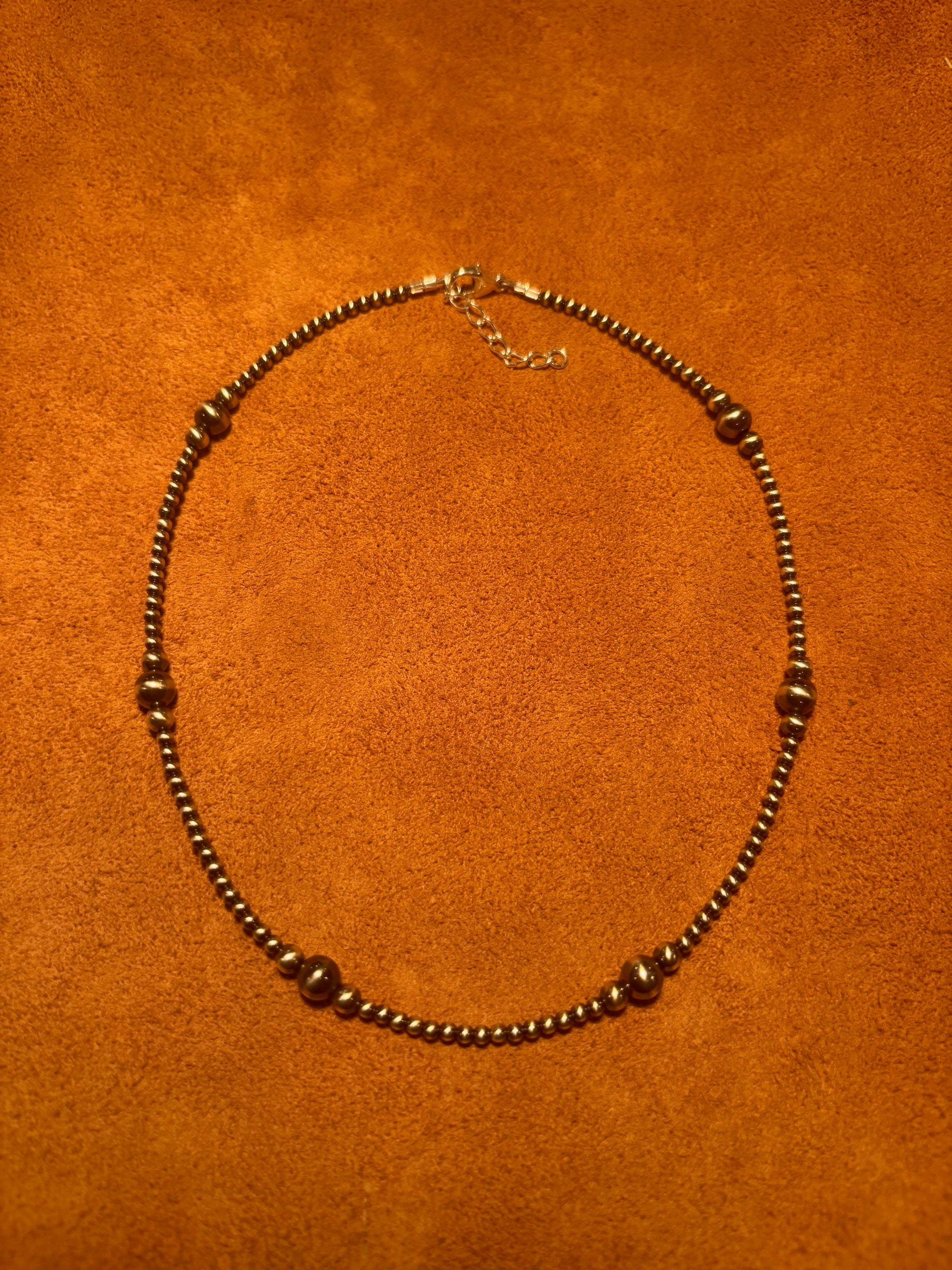 Navajo Pearl 14" Necklace with 1.5" extender 2.5mm, 4mm, & 6mm