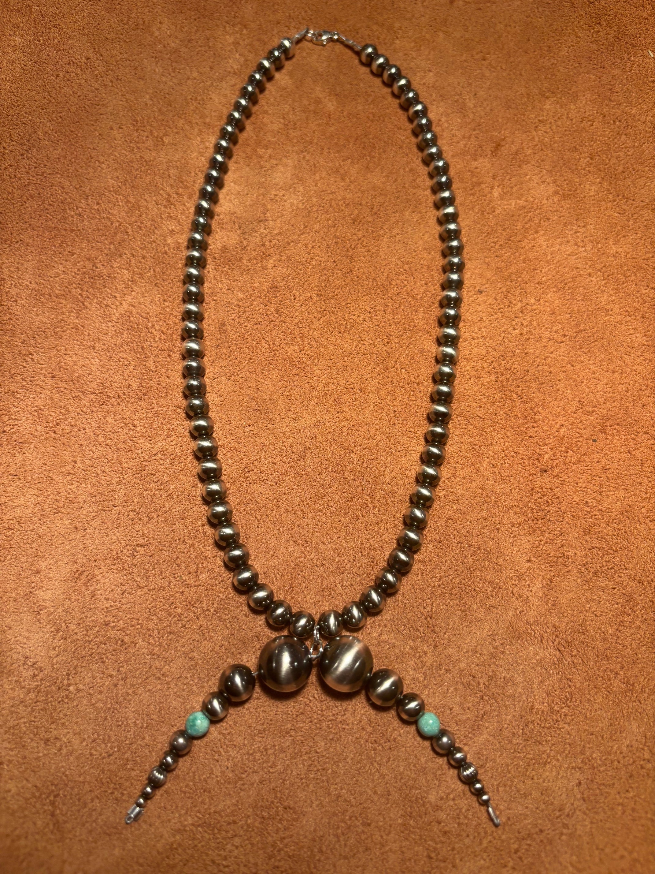 6mm Navajo Pearl 17" Necklace with 12mm Naja