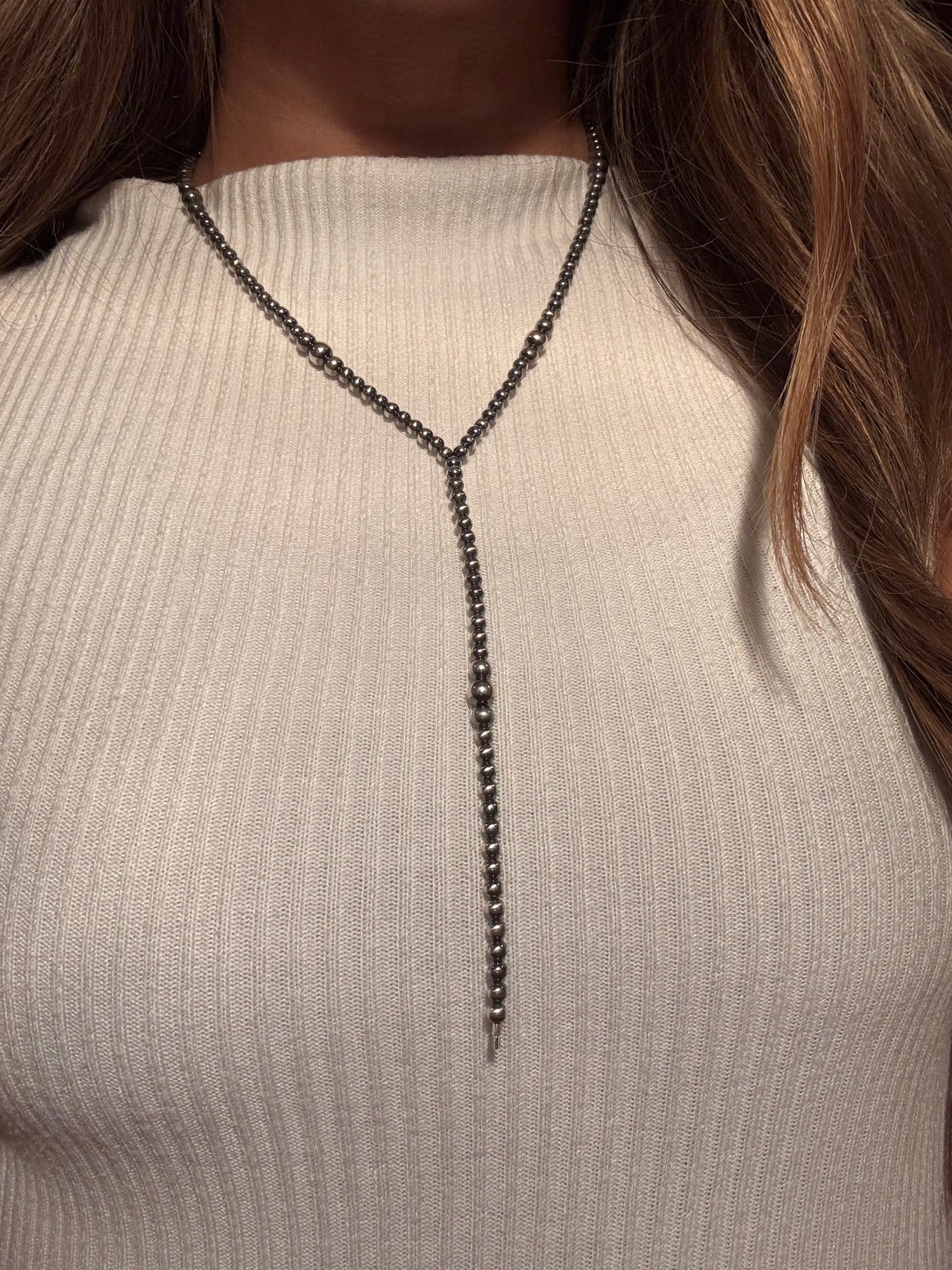 Pearl Navajo 15" Lariat Necklace