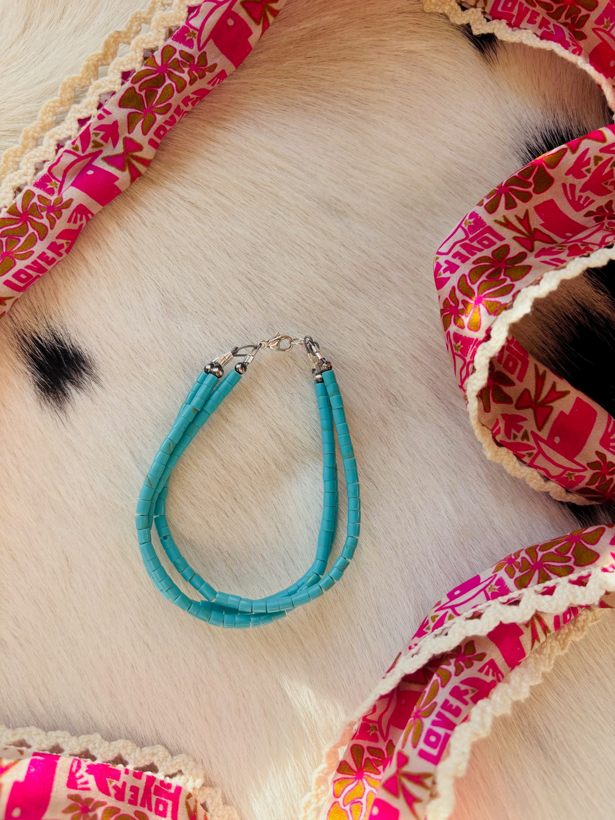 3-Strand Heishi Turquoise Bracelet.  Youth Size