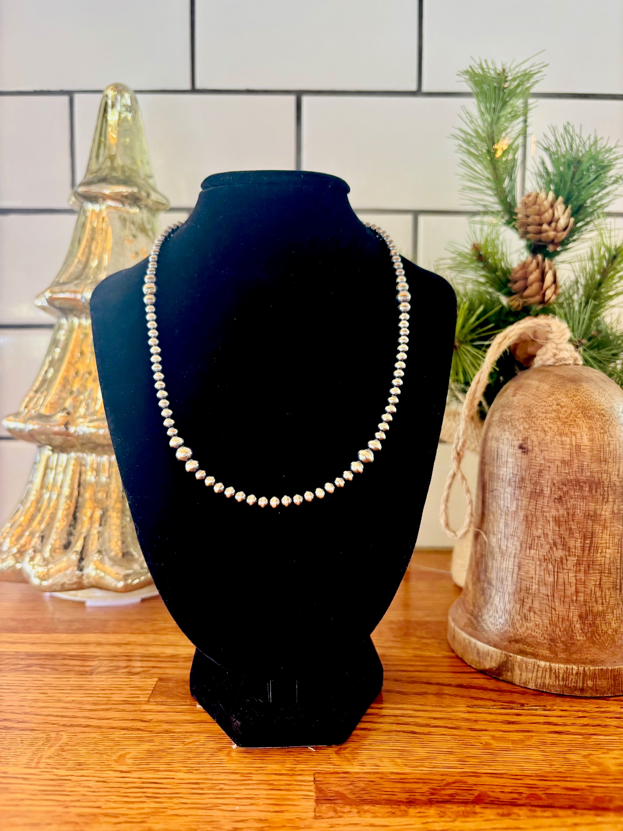 Navajo Pearl Necklace 4mm, 5mm, and 6mm with Extension