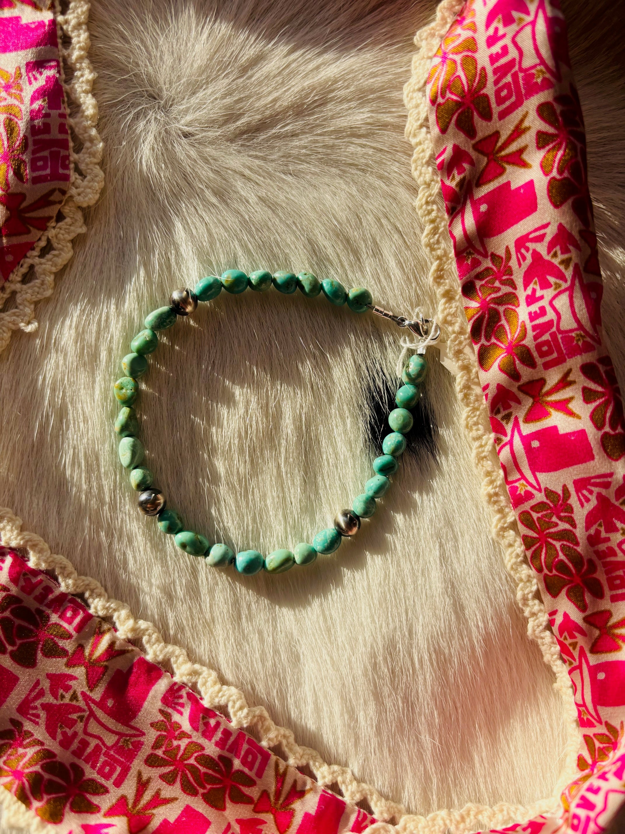 Turquoise Bracelet with Navajo Pearls